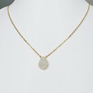 Elegant 18K Gold Teardrop Pendant Necklace w/pave Crystals
